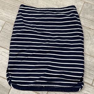 Navy blue and white striped skirt